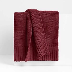 Crate & Barrel Sweater Knit Garnet Throw Blanket — 70”x55” NWOT